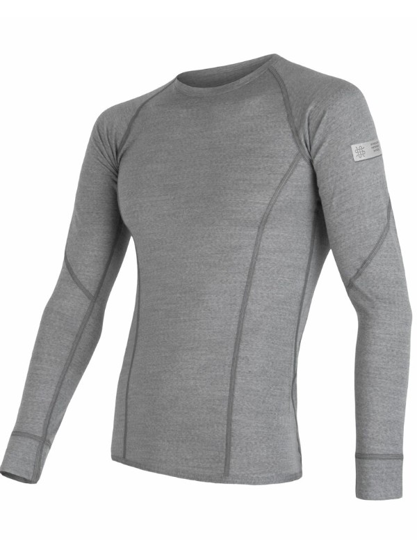 MERINO SENSOR ACTIVE - pánské triko, dlouhý rukáv, světle šedá