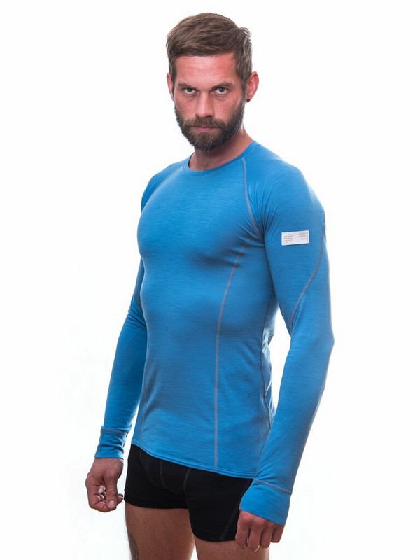 MERINO SENSOR ACTIVE - pánské triko, dlouhý rukáv, modrá