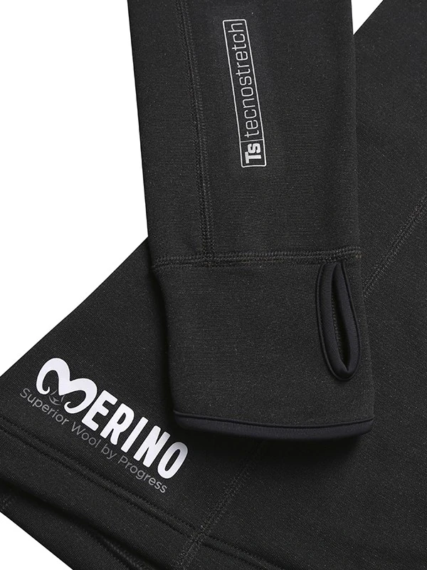 AILISH dámská merino mikina, zip u krku, černá