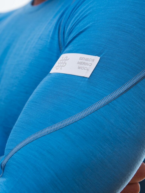 MERINO SENSOR ACTIVE - pánské triko, dlouhý rukáv, modrá