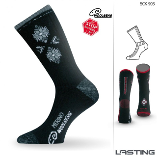 SCK MERINO SKI LASTING vlněné ponožky s ionty stříbra, černá