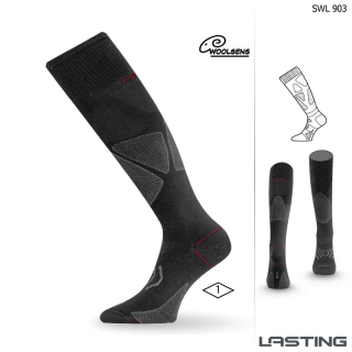 SWL MERINO SKI LASTING vlněné ponožky s ionty stříbra, černá