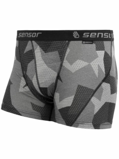 MERINO IMPRESS SENSOR - pánské trenky, ČERNÁ/CAMO