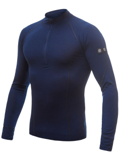 MERINO SENSOR ACTIVE - pánské triko s dlouhým rukávem, stoják, zip, deep blue
