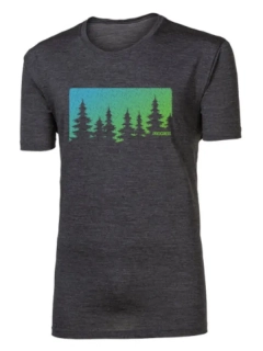 HRUTUR FOREST pánské merino tričko s krátkým rukávem, šedý melír