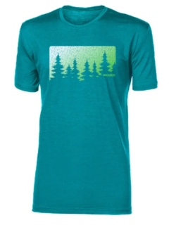 HRUTUR FOREST pánské merino tričko s krátkým rukávem, zelený melír
