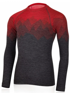 MERINO LASTING WELOR pánské merino tričko s dlouhým rukávem, červená