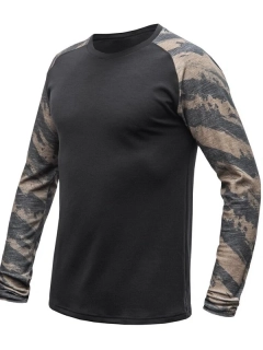 MERINO SENSOR BLEND IMPRESS - pánské tričko, dlouhý rukáv, ČERNÁ/BRUSH