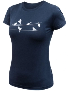 MERINO SENSOR ACTIVE SONGBIRDS - dámské tričko, krátký rukáv, deep blue