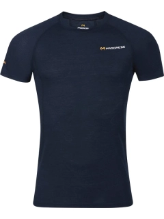 ARI 125 pánské merino triko, krátký rukáv, černo - modrá